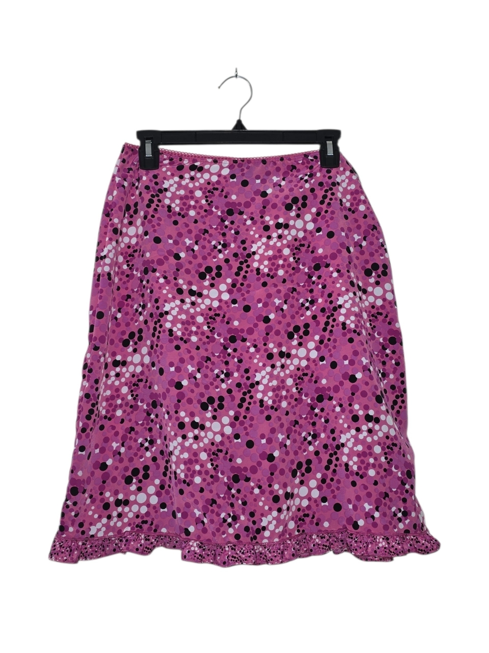 Vintage Xhilaration Pink Polka Dot Ruffle Hem Midi Skirt Size Medium NWT Y2K